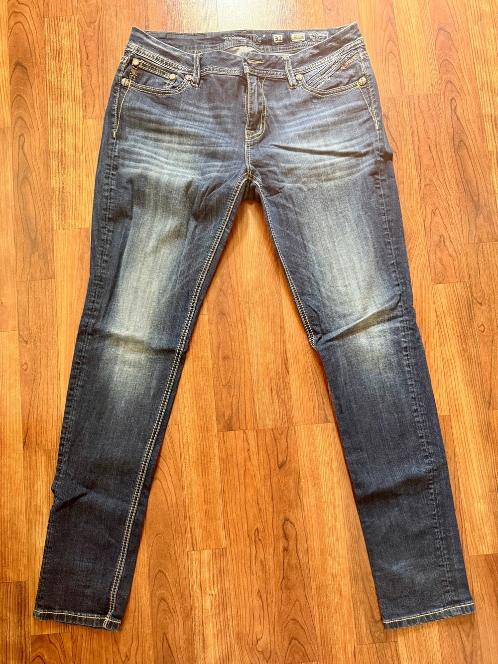 Miss Me Women's Skinny Jeans - Faded Dark Blue Wash
